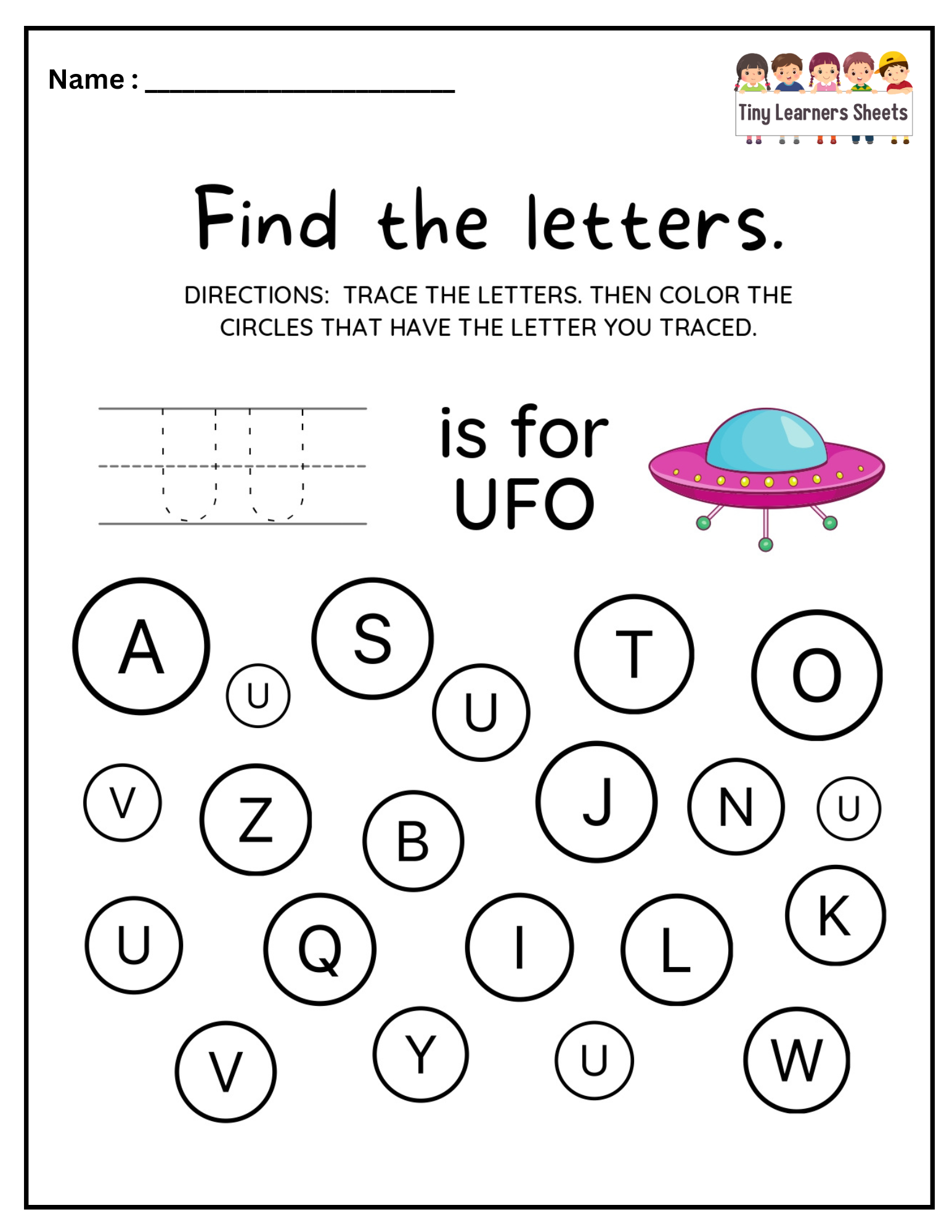 Find Letter U worksheet